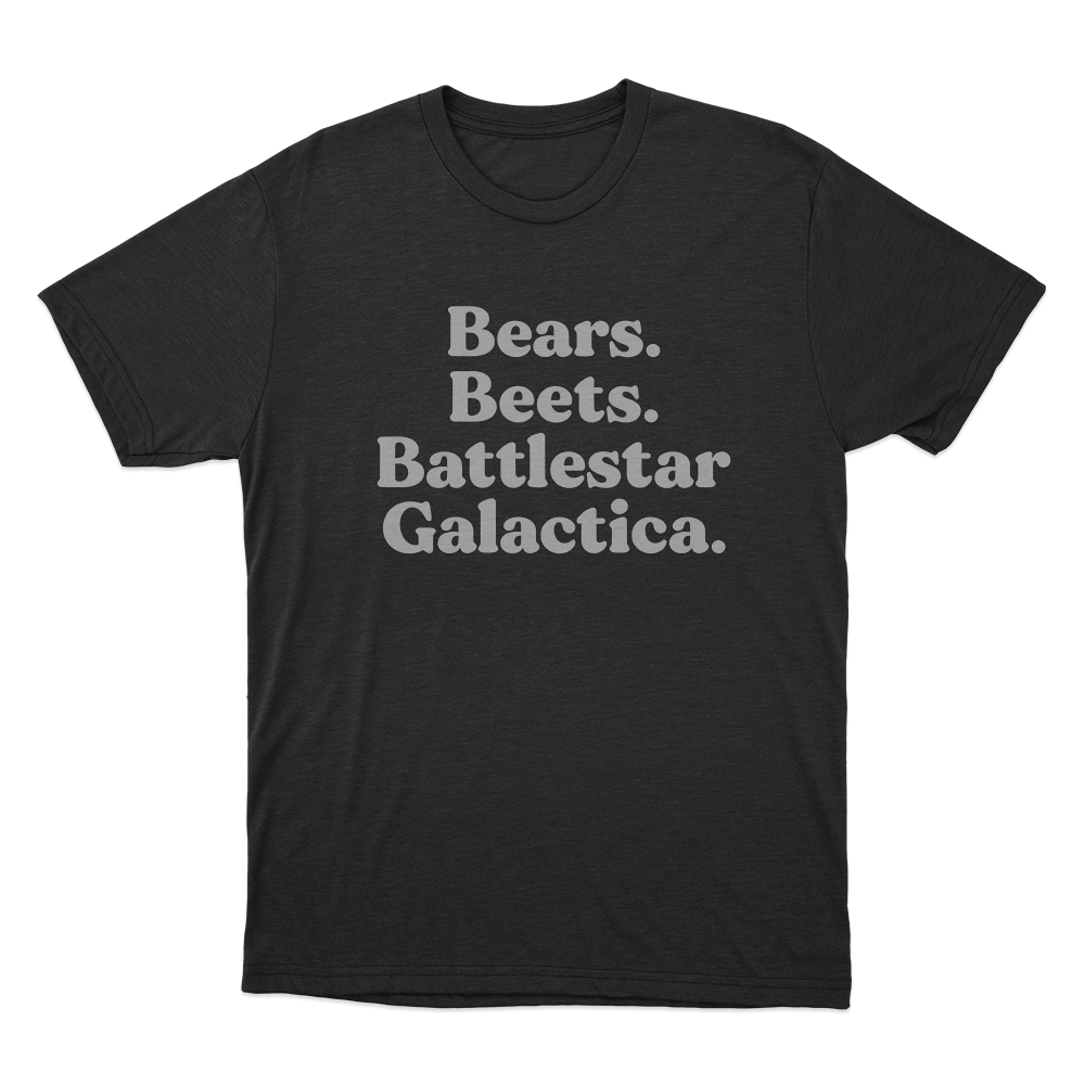 The Office Bears. Beets. Battlestar Galactica. Unisex T Shirt Black The Office Bears. Beets. Battlestar Galactica. Unisex T Shirt Black