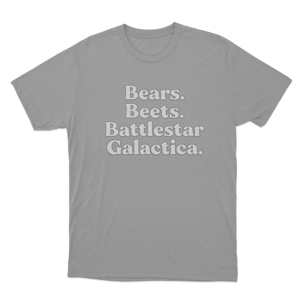 The Office Bears. Beets. Battlestar Galactica. Unisex T Shirt Grey The Office Bears. Beets. Battlestar Galactica. Unisex T Shirt Grey