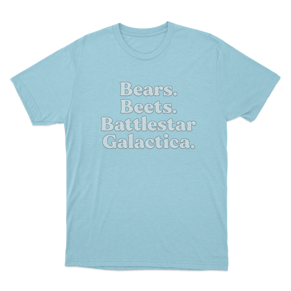 The Office Bears. Beets. Battlestar Galactica. Unisex T Shirt Sky Blue The Office Bears. Beets. Battlestar Galactica. Unisex T Shirt Sky Blue
