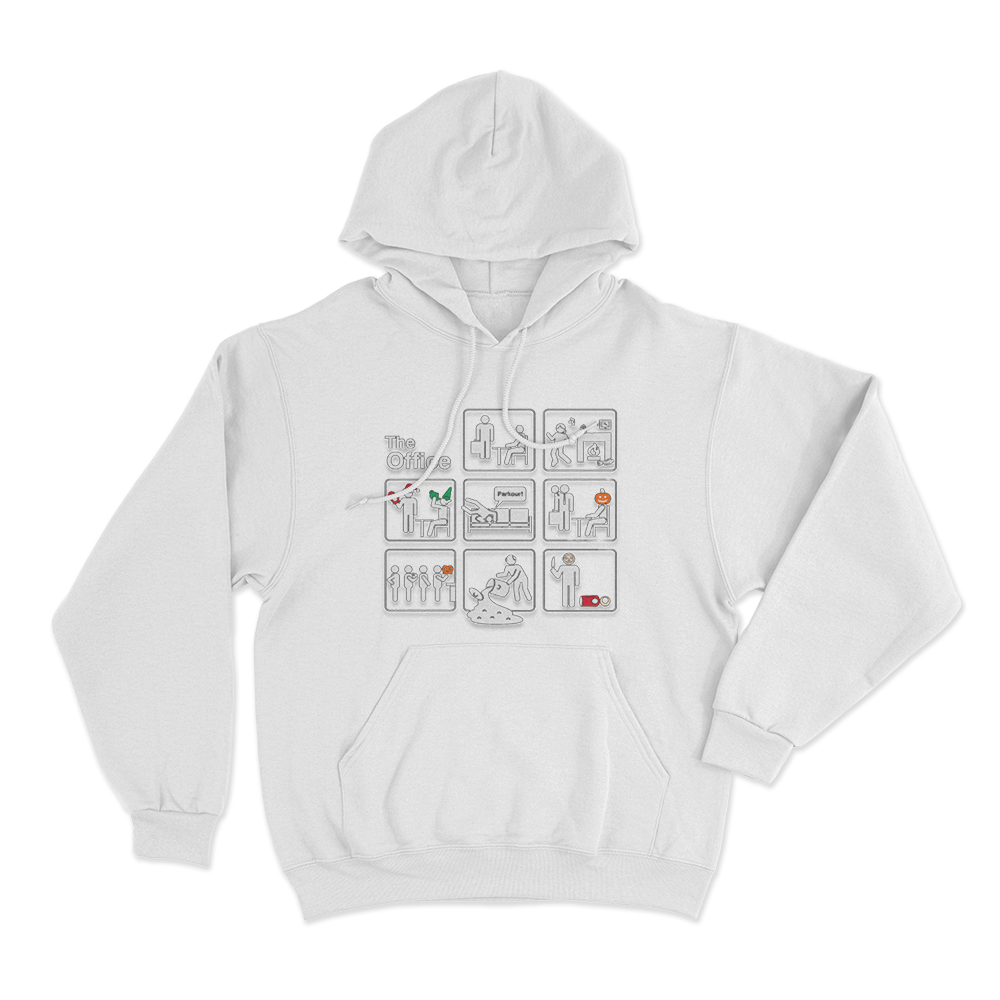 The Office Logo Icons Unisex Hoodie White The Office Logo Icons Unisex Hoodie White