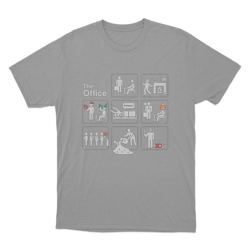 The Office Logo Icons Unisex T Shirt Grey The Office Logo Icons Unisex T Shirt Grey