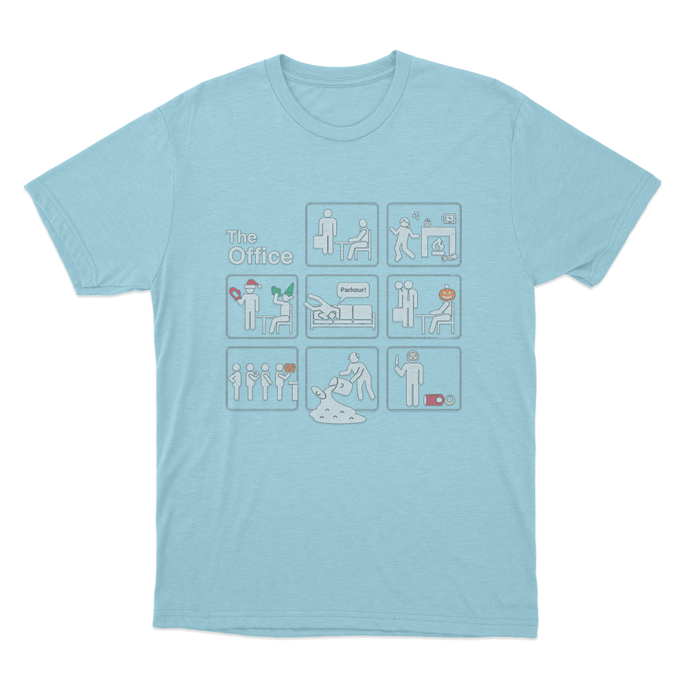 The Office Logo Icons Unisex T Shirt Sky Blue The Office Logo Icons Unisex T Shirt Sky Blue